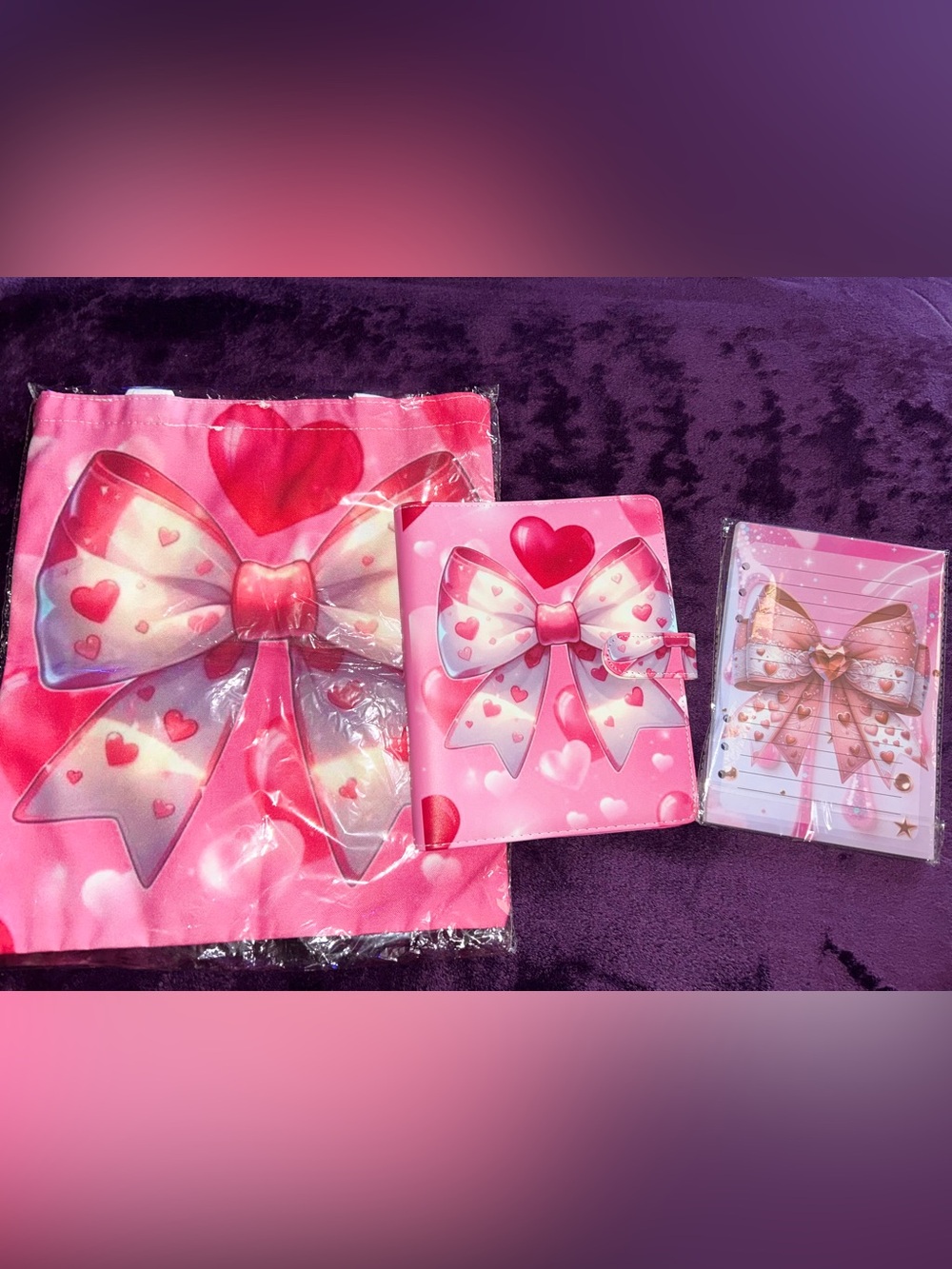 Pink Bow Stationery Set